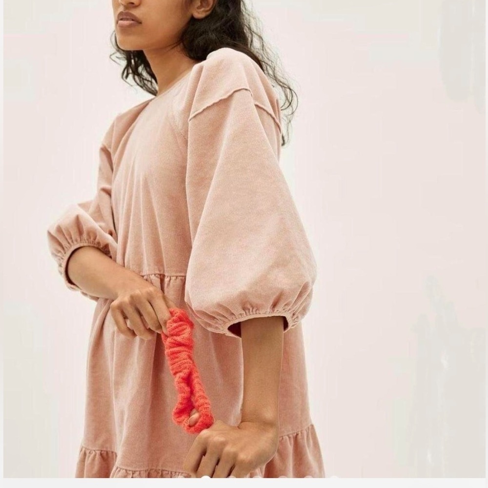 Everlane The Tiered Corduroy Midi Dress Small Tan pockets normcore cottagecore - Picture 2 of 14